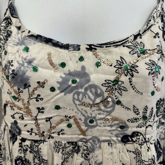 Chaudry KC Dress Womens Medium Sequin Mini Babydoll Bubble Hem Cottage Boho NWT - Picture 3 of 11